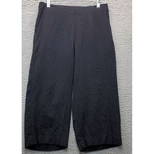 Orvis Capri Pants Women Small Black Crinkle Rayon High Waist Effortless Side Zip